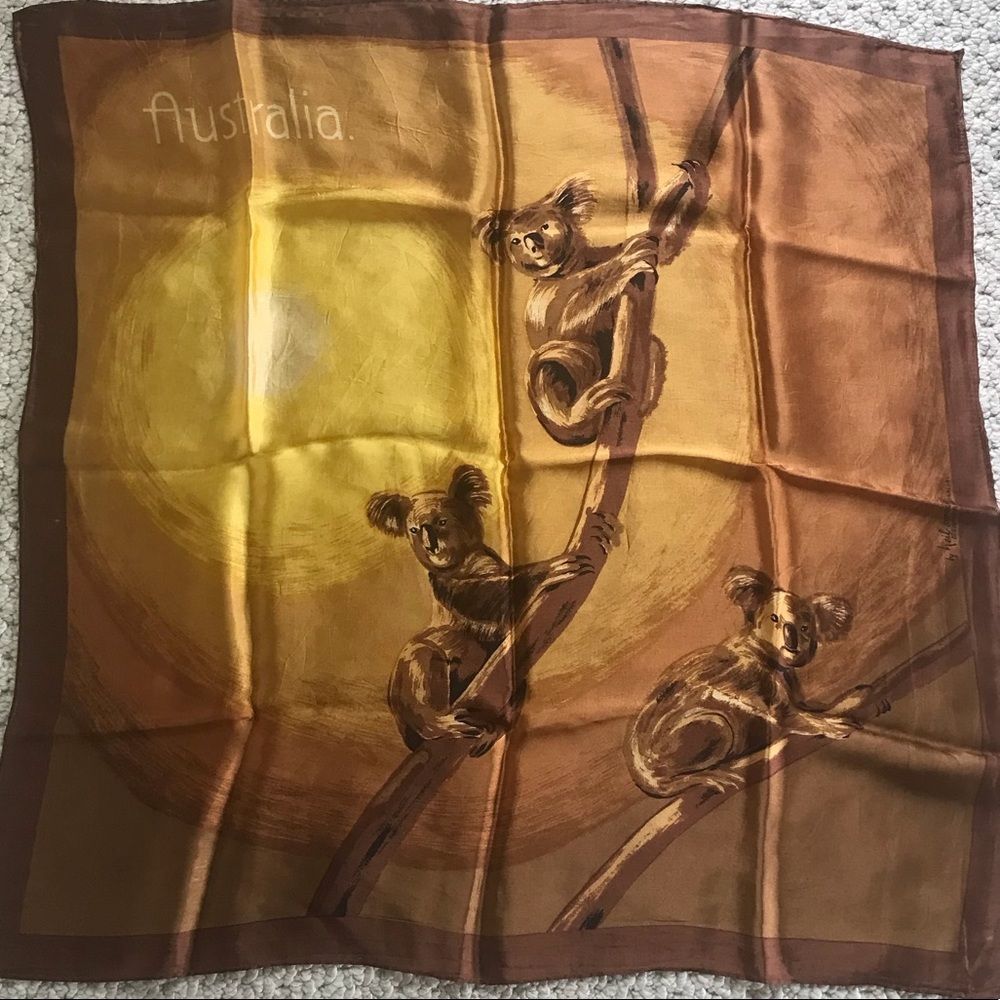 Australia Koala Bear Silk Scarf VTG